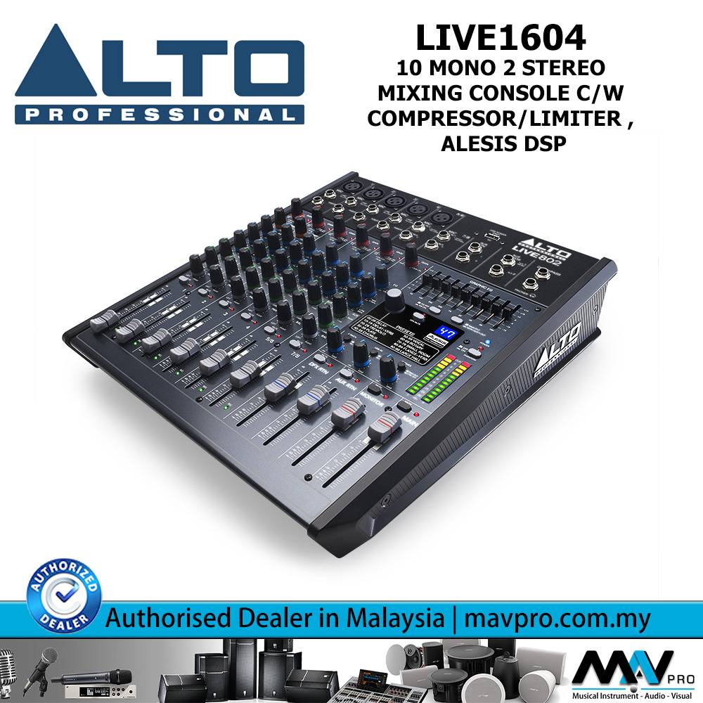 ALTO LIVE1604 10 Mono 2 Stereo Mixing Console c/w Compressor/Limiter